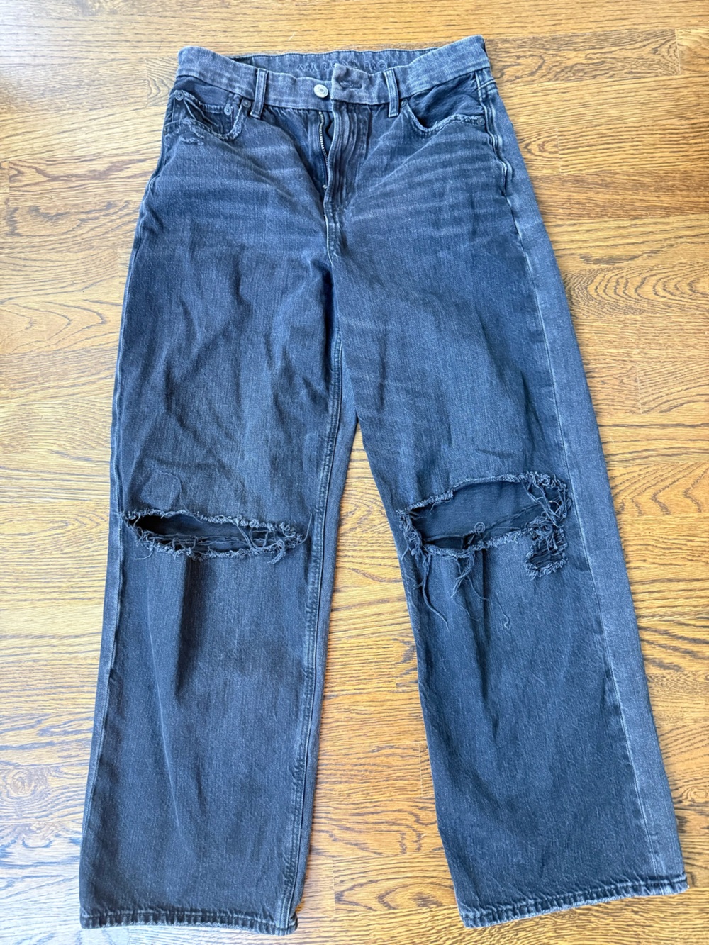 American Eagle Outfitters Women's Black Ripped Skinny Jeans 4 Short